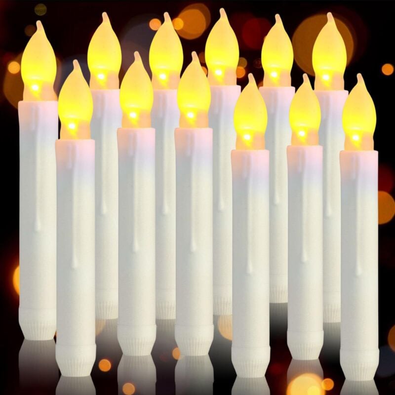12er-Pack flackernde LED-Kerzen – batteriebetriebene elektrische LED-Kerzen – 3D-Docht – für Weihnachtsdekoration – warmweißes Licht