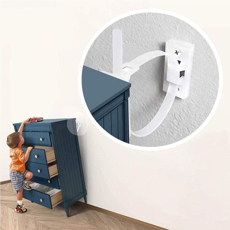 Csparkv - 12er-Pack Möbel-Kippschutzgurte, Möbelankergurt-Set, erdbebensicher, Möbel-Kippschutz-Nylongurte mit Befestigungsmaterial, Möbelanker