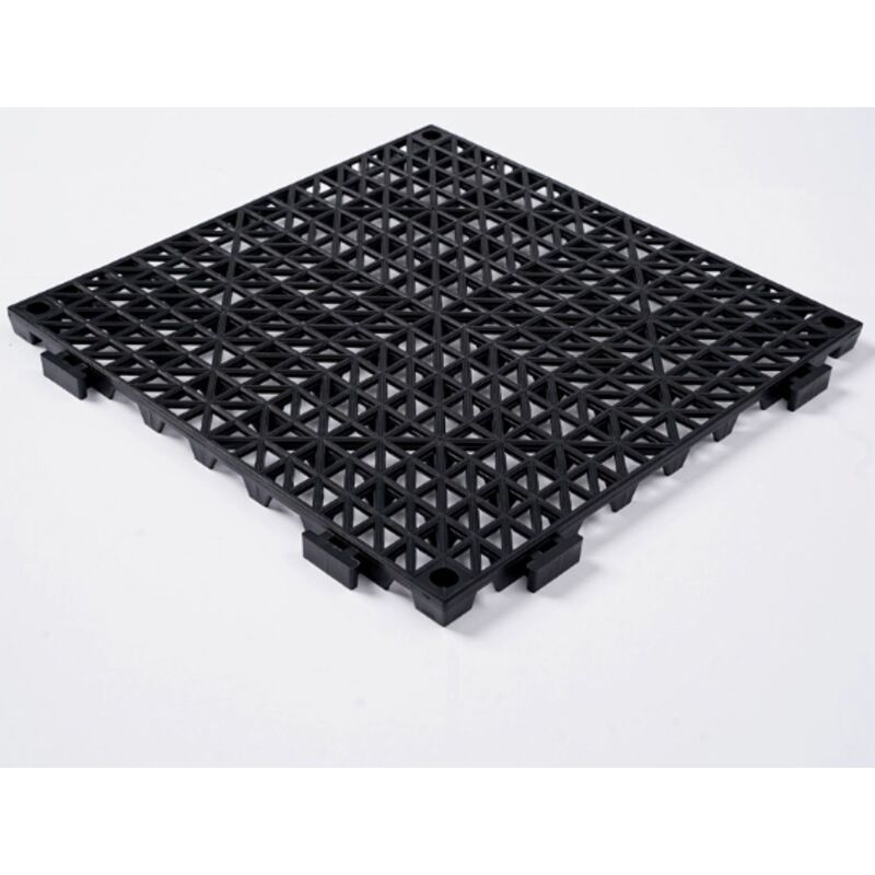 12er-Set Garten-Poolfliesen 30 x 30 x 1,5 cm, schwarz, rutschfest, durchbrochene PVC-Fliese zum Aufstecken, schnelle Entwässerung, Bodenbelag für