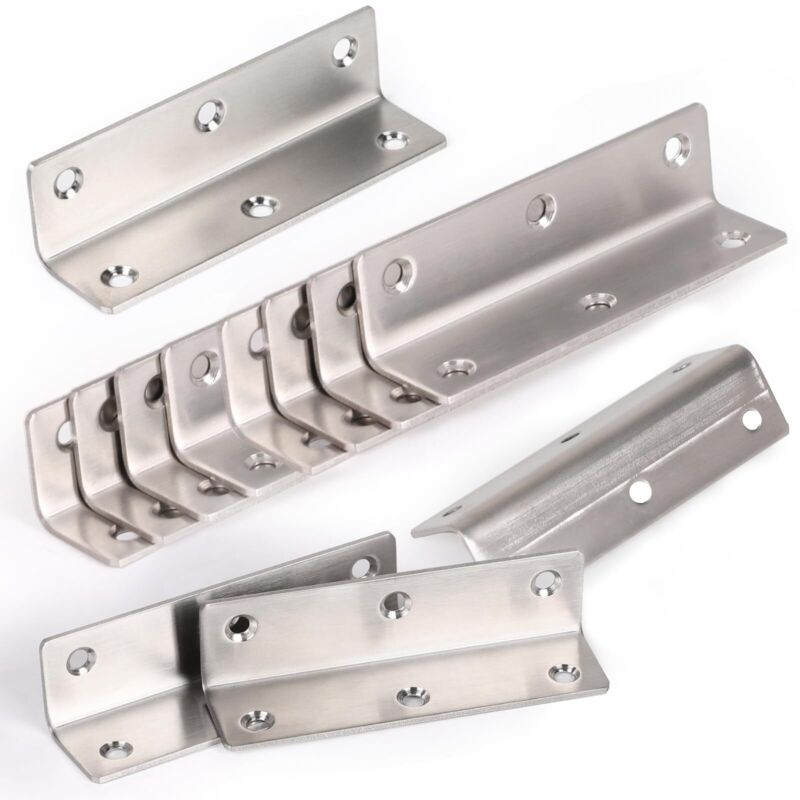 12er-Set Metall-Winkel 27 x 27 x 100 mm, Edelstahl Möbelwinkel zur Möbelreparatur für Tische, Stühle, Regale
