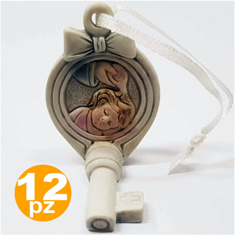 Trade Shop Traesio - Trade Shop - 12PCS begünstigt schlüssel bogen taufe baby mädchen heiliges symbol kleiderbügel -