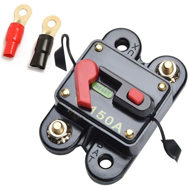 12V-24V 150A DC Kfz-Sicherungsschalter mit Rückstellfunktion für Auto, Boot, Fahrrad, Stereoanlage (150A) ohne Anschlüsse