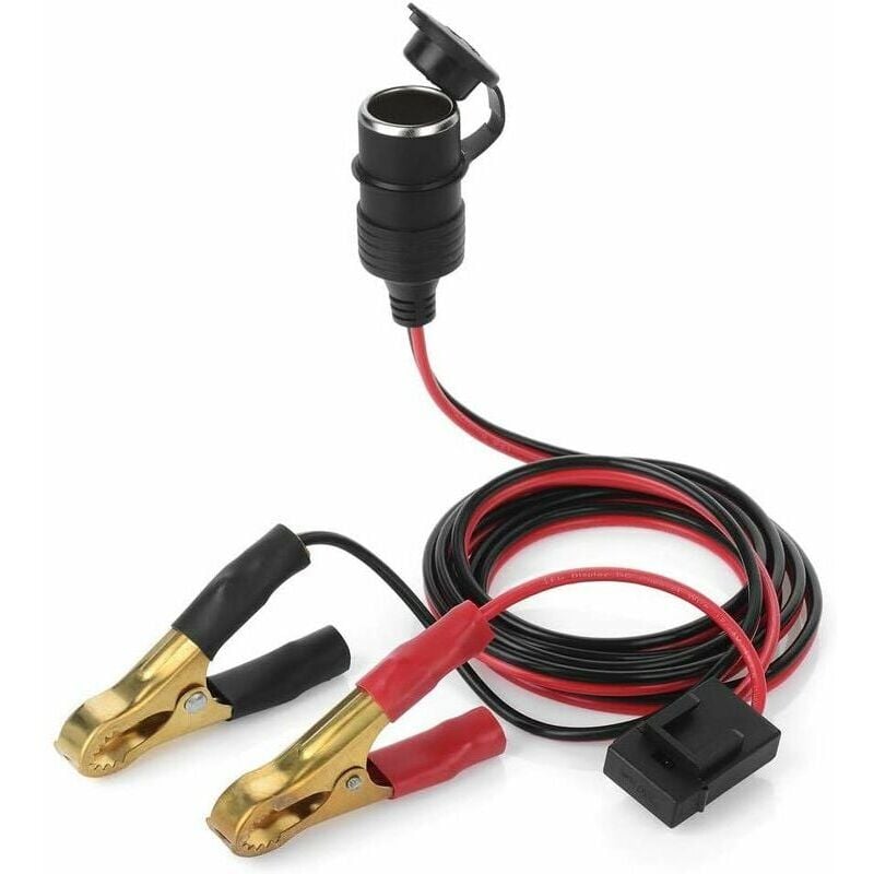Dolaso - 12V 24V FEM-Zigarettenanzünder, 0,6 m langes Autobatterie-Verlängerungs-Ladekabel, Krokodilklemmen-Anschluss