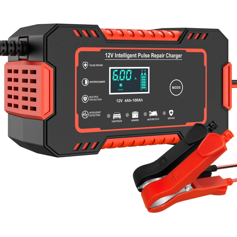 12V 6A Intelligentes Autobatterieladegerät 12V Autobatterie-Wartungsdesulfator mit Temperaturkompensation