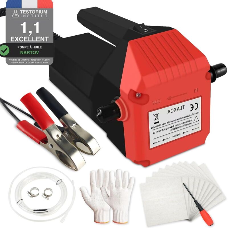 12V 80W Motoröl-Ablasspumpe, Benzinpumpe mit Verbrühungsschutzgriff, elektrische Motoröl-Ablasspumpe, Ölpumpe für Motorrad, Auto, Boot (Rot)