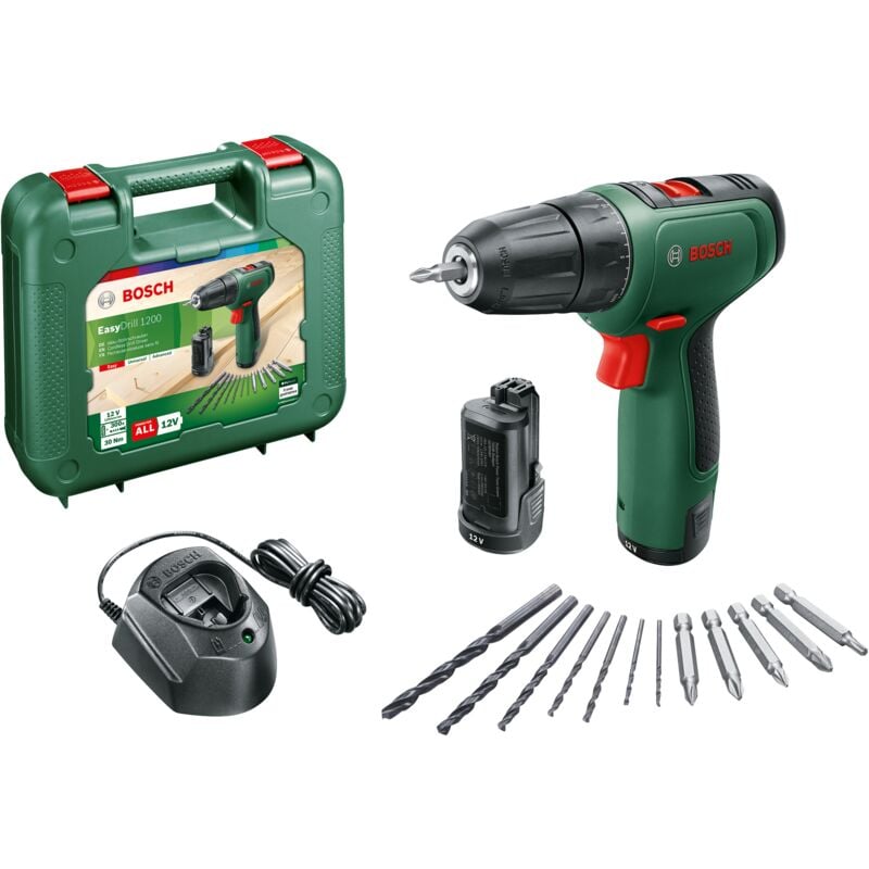 Akkuschrauber EasyDrill 1200 (2 Akku, 12 Volt System, 12tlg. Bit-Set, BohrØ in Holz 20 mm) - Bosch
