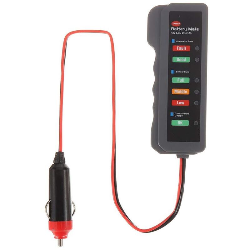 12V Autobatterie-Digitaltester, Lichtmaschinenprüfer, Zigarettenanzünder-Stecker-Diagnosegerät mit 3 LED-Anzeigen