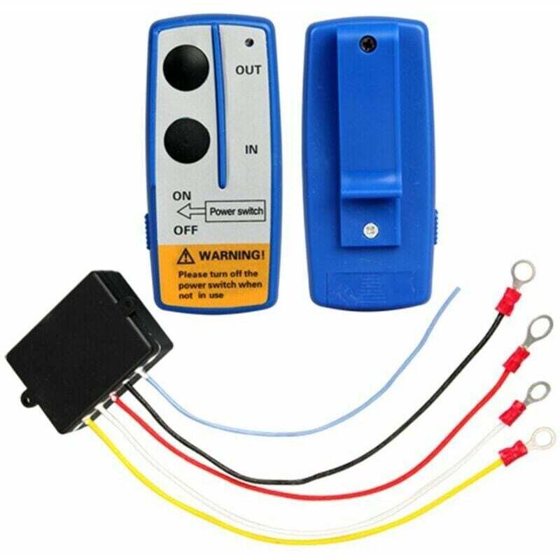 12V Funk-Seilwindenfernbedienung, 15 m Universal 12V Funk-Seilwindenfernbedienungsset für Pkw und Lkw (2 große Fernbedienungen enthalten)