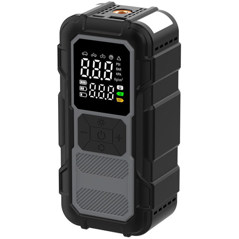 12V-Ladegerät, Booster und Starthilfekabel – Booster-Batterieladegerät – Kompressor – Autobatterieladegerät – 2000 mAh mit LED-Licht – für Autos,