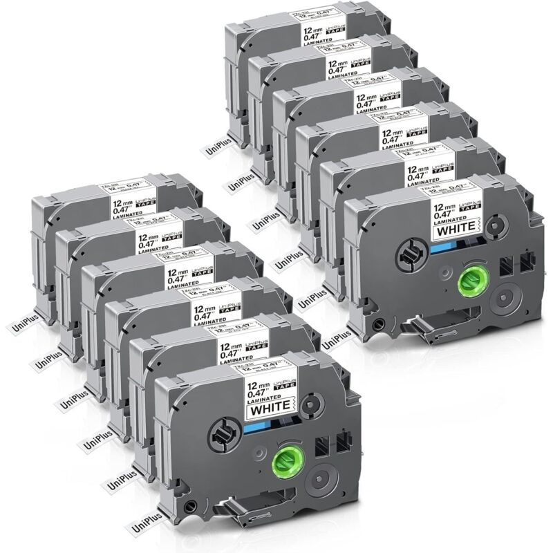 12x Kompatibles Tze 0.47 Laminiertes Band für Brother Tze-231 TZ231 Tze-231s Beschriftungsband für Brother Etikettendrucker E100 P300BT H107B H100R