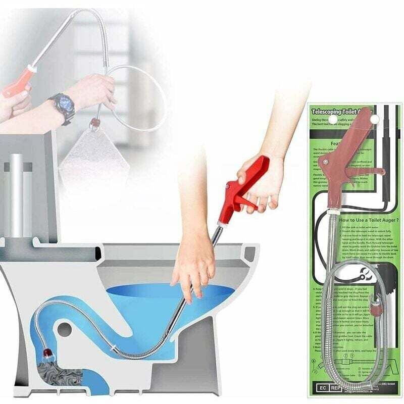 Jalleria - 1,3 m Frettchen-Toilettenrohr-Entsperrer, Kurbel-Entblocker mit Adlerklaue