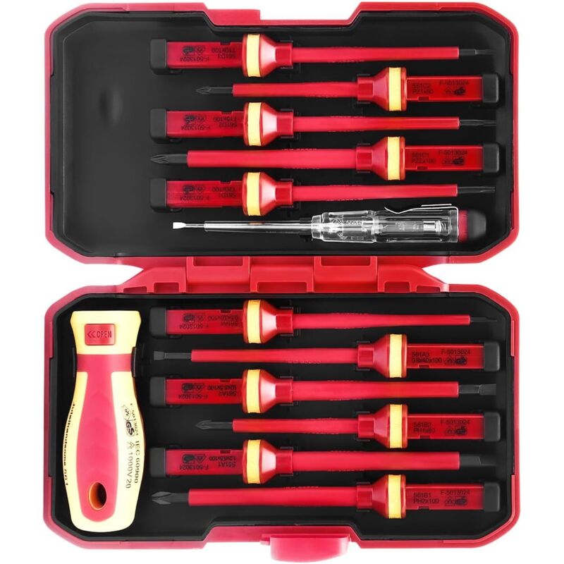 13 Stück Elektriker Werkzeug Set Schraubenzieher Set, Isolierung Elektro Werkzeug VDE Schraubendreher Set, Magnetisch Schraubendreher Set Elektriker