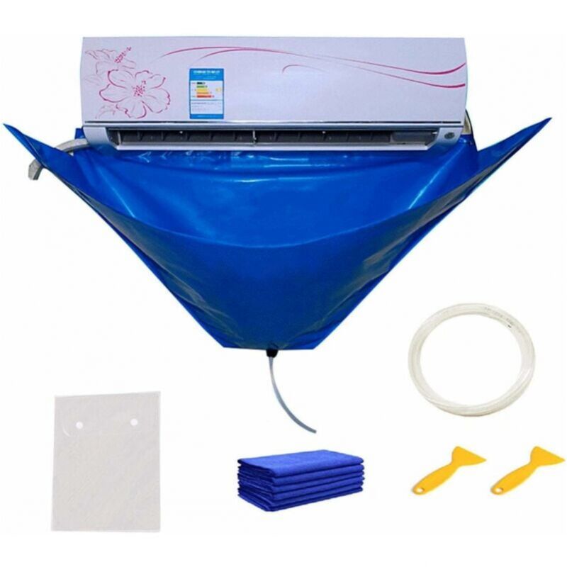 130 x 60 cm Klimaanlagen-Reinigungshülle, geteilte wasserdichte Klimaanlagen-Reinigungshülle mit Wasserleitung, wasserdichte