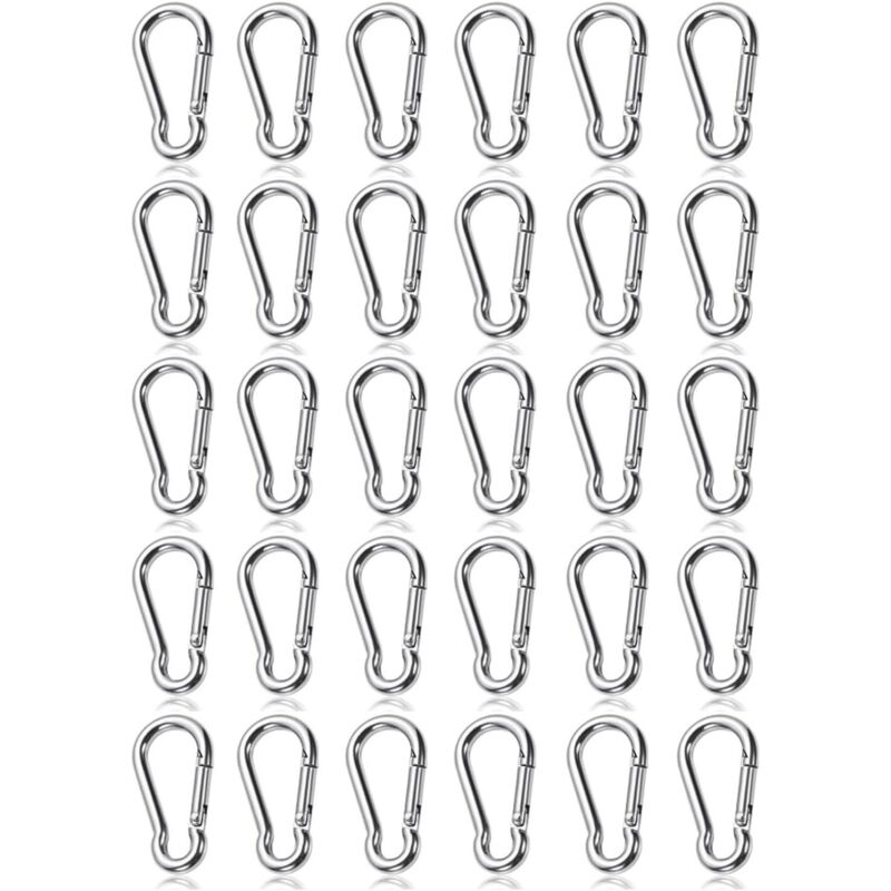 30 Mini-Karabiner (40 mm) – Leichte Schnellverschluss-Karabiner bis 50 kg, für Rucksäcke, Camping und Outdoor-Aktivitäten