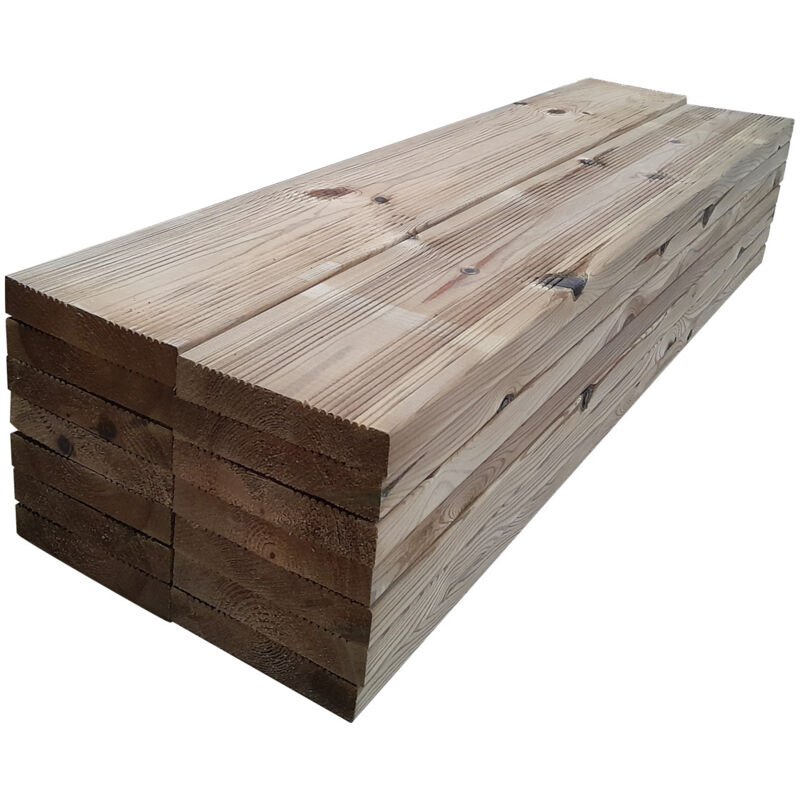 14er Set Terrassendielen 100cm (2,03m²) 27x145mm KDI Geriffelt-Glatt