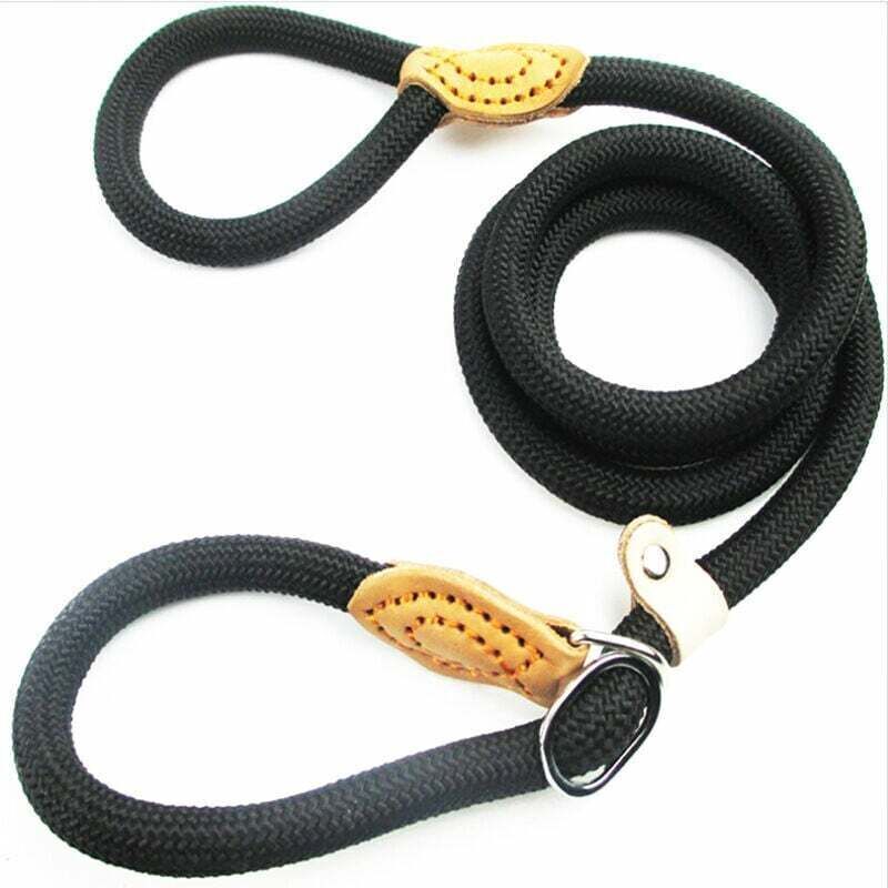 1,5 m lange Nylon-Hundeleine, schwarze Seil-Hundeleine, Trainingsleine für Hunde, Gleitleine, Lasso-Leine für Hunde, Hundehalsband-Leine für kleine