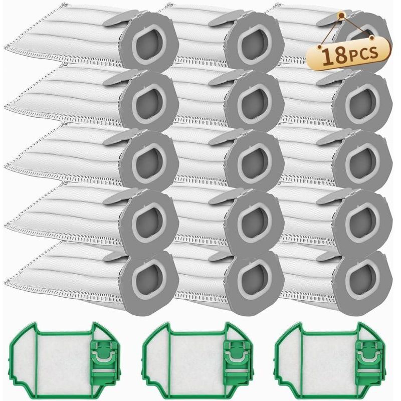 15 Staubsaugerbeutel für Vorwerk Kobold VK7, kompatibel mit Vorwerk Kobold VK7, mit 3 HEPA-Filtern, Ersatzfilterbeuteln und Ersatzstaubbeutel für