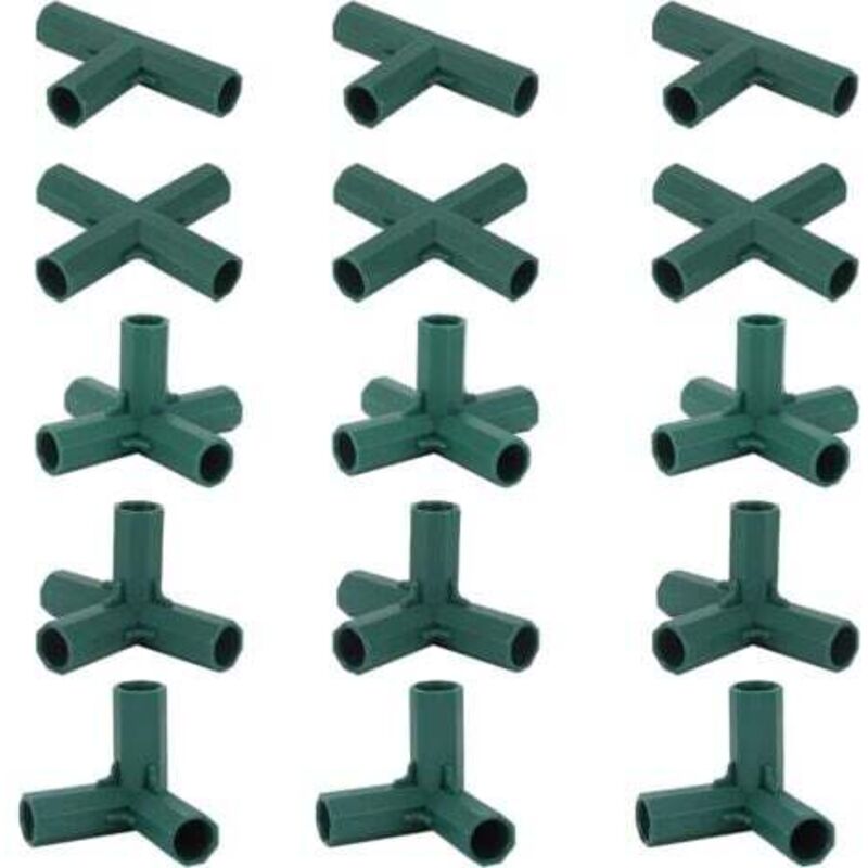 15 Stück Gewächshaus-Rahmenverbinder, Gartenrahmen-Eckverbinder, 16 mm Propellerstange, 4 Arten, robuste, stabile Halterung für Gewächshaus