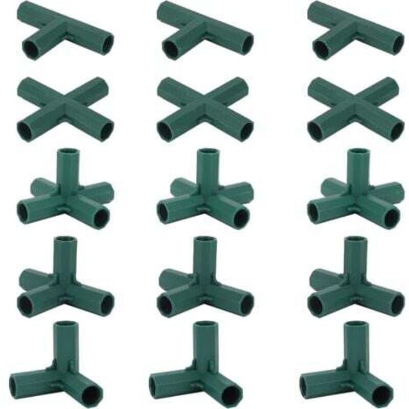 15 Stück Gewächshaus-Rahmenverbinder, Gartenrahmen-Eckverbinder, 16 mm Propellerstange, 4 Arten, robuste, stabile Halterung für Gewächshaus