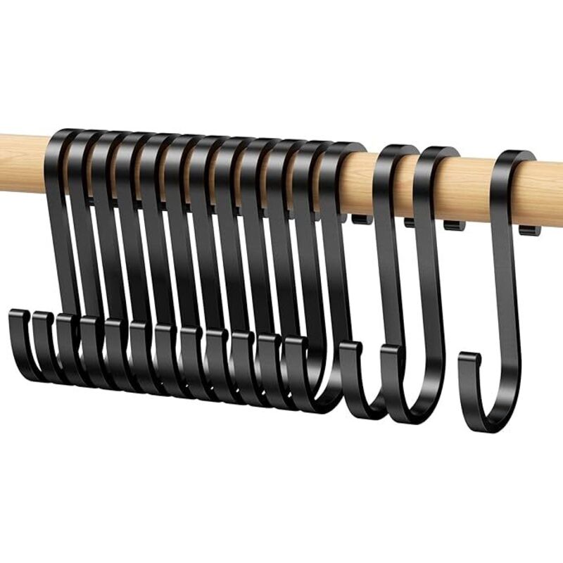15 stück S Haken, S-Haken Schwarz Aluminium Hängehaken Rostfreie Haken für Küche, Badezimmer, Metallhaken zum Aufhängen für hängende Töpfe und