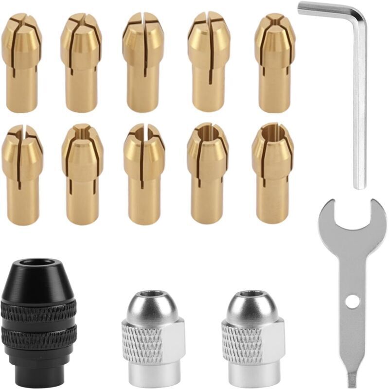 15-teiliges Dremel-Bohrfutter-Set für 4486 und 4485, kleines Bohrfutter, Adapter-Bit-Set, Dremel-Zubehör, Messing-Schleifbohrer von 0,3 mm bis 3,2 mm