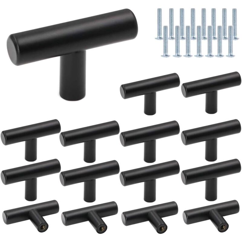 15 x Ø12 mm Schubladenknöpfe, Länge 50 mm, T-Bar-Stick, Küchengriff, Möbel, Schranktür, Edelstahl, Einloch-Möbelgriffe und Knöpfe, T-Bar, Edelstahl,