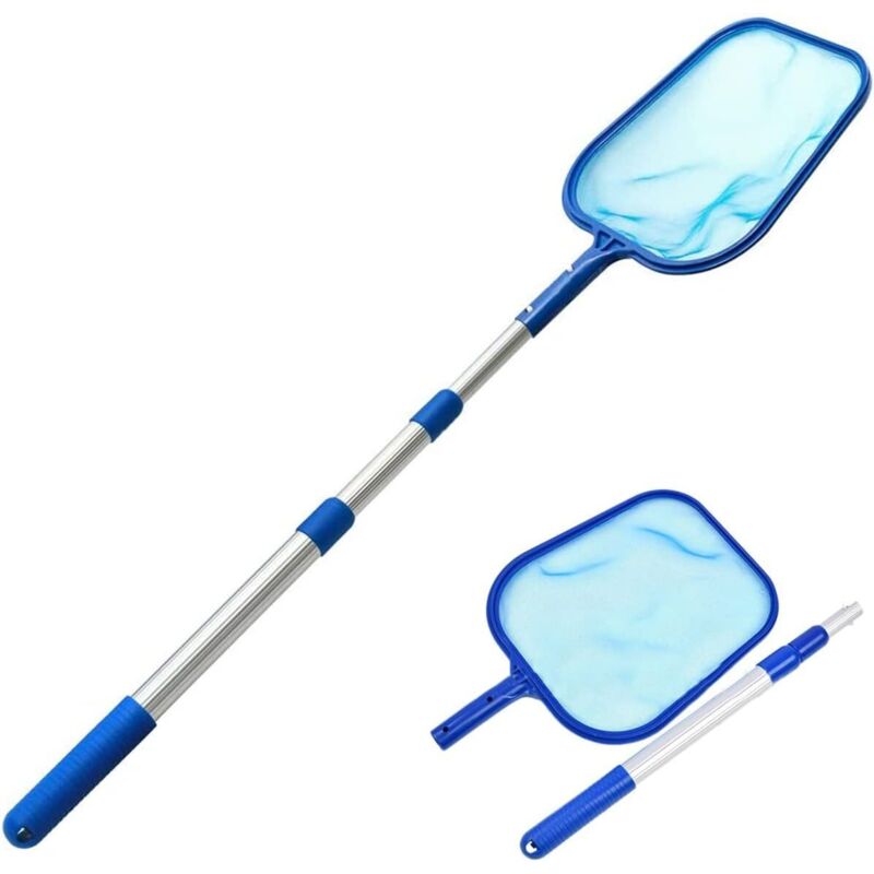 150 cm Pool-Skimmernetz mit 41 Zoll Teleskopgriff, professionelles Pool-Skimmernetz, feinmaschiges Pool-Reinigungsset für Pools, Spas, Teiche und