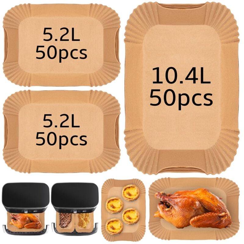 150 Stück Backpapier für die Heißluftfritteuse Ninja Foodi Flex Air Fryer 10,4 l AF500EU/AF500EUCP, Papier-Heißluftfritteusen-Zubehör für die COSORI