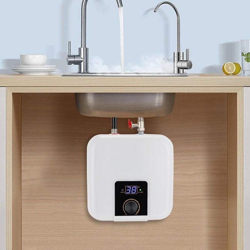 1500W Elektronischer Durchlauferhitzer Küche 0-65°C Warmwasserbereiter 8L Warmwasserspeicher IPX4 Boiler 0.75MPa Untertischboiler Warmwasserboiler