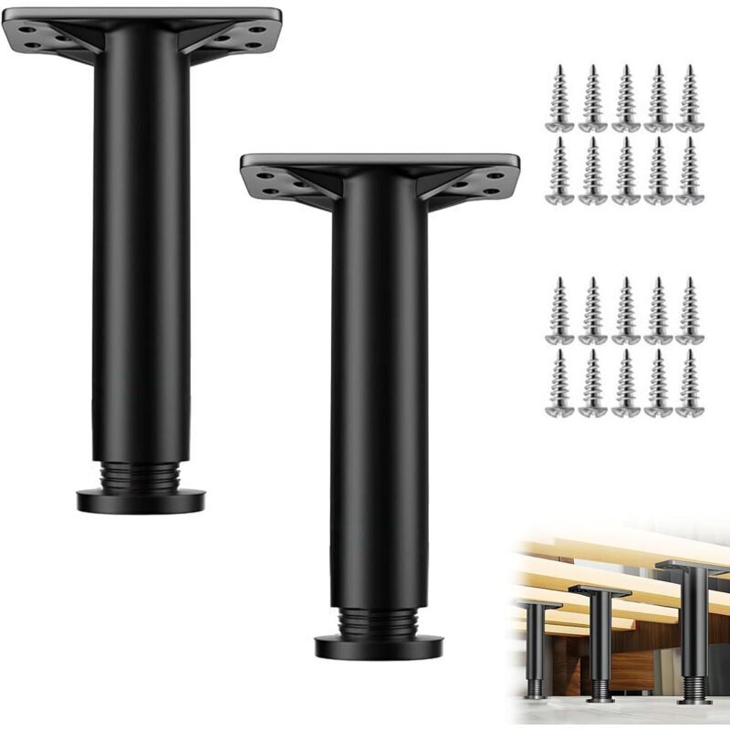 15–25 cm hohe, verstellbare Möbelfüße für Badezimmermöbel, Tische, Stühle, Schränke, Sofas, Schwarz, 4 Stück