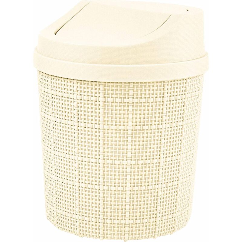 1,5 l Mini-Mülleimer, Mini-Tischmülleimer, mit Mülleimer und Schwingdeckel, für Schlafzimmer, Wohnzimmer, Küche, Fahrzeug (weiß)