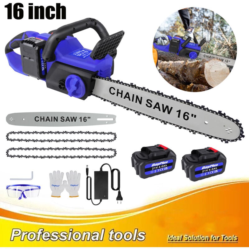 16' Elektro Kettensäge Akku Kettensäge + Akku Ladegerät Baumsäge Handkettensäge