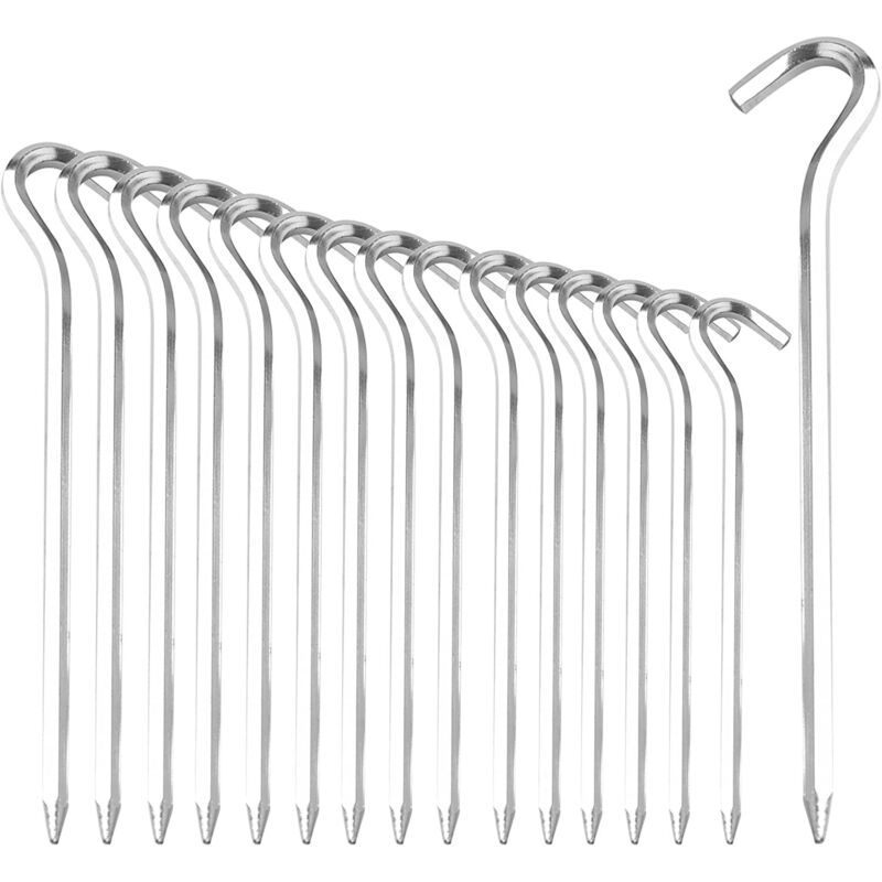 16 Stück 18 cm Zeltheringe, Aluminium Camping Zeltheringe Zeltzubehör Zelthering für harten Boden – Ideal für Garten, Camping, Angeln und Zelten (16