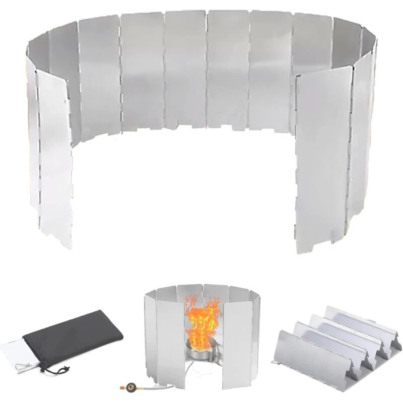 16 Stück faltbare Windschutzscheibenplatten aus Aluminium, Herd-Windschutzscheibenplatten, tragbarer Camping-Windschutz, tragbarer Camping-Windschutz