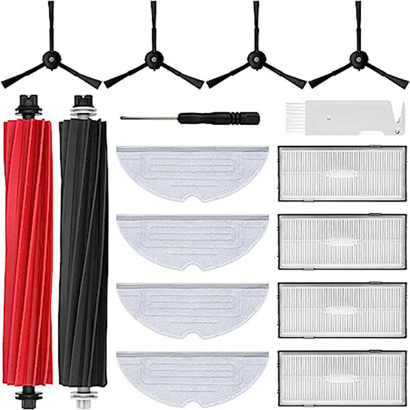 16 Stück Zubehör für Roborock S8 / S8+ Saugroboter mit 2 Hauptbürste 4 Wischtücher 4 Filter 4 Seitenbürsten 1 Reinigungsbürste 1 Schraubendreher