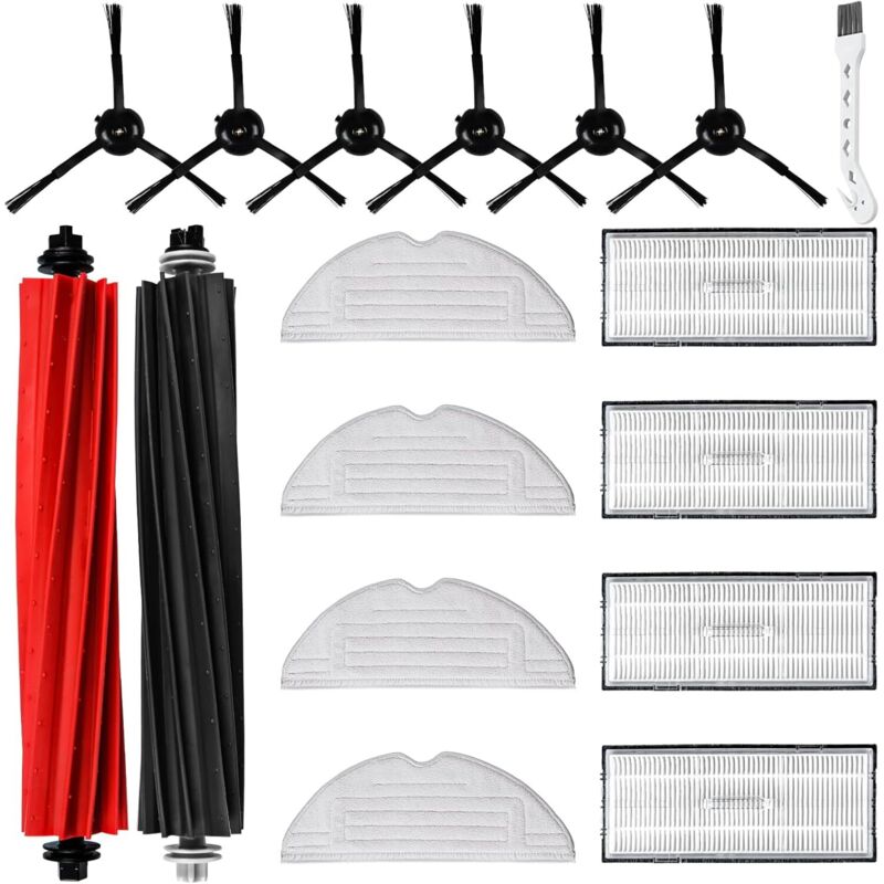 17 Stück Zubehör für S8 / S8+ Saugroboter mit 2 Hauptbürste 4 Wischtücher 4 Filter 6 Seitenbürsten 1 Reinigungsbürste