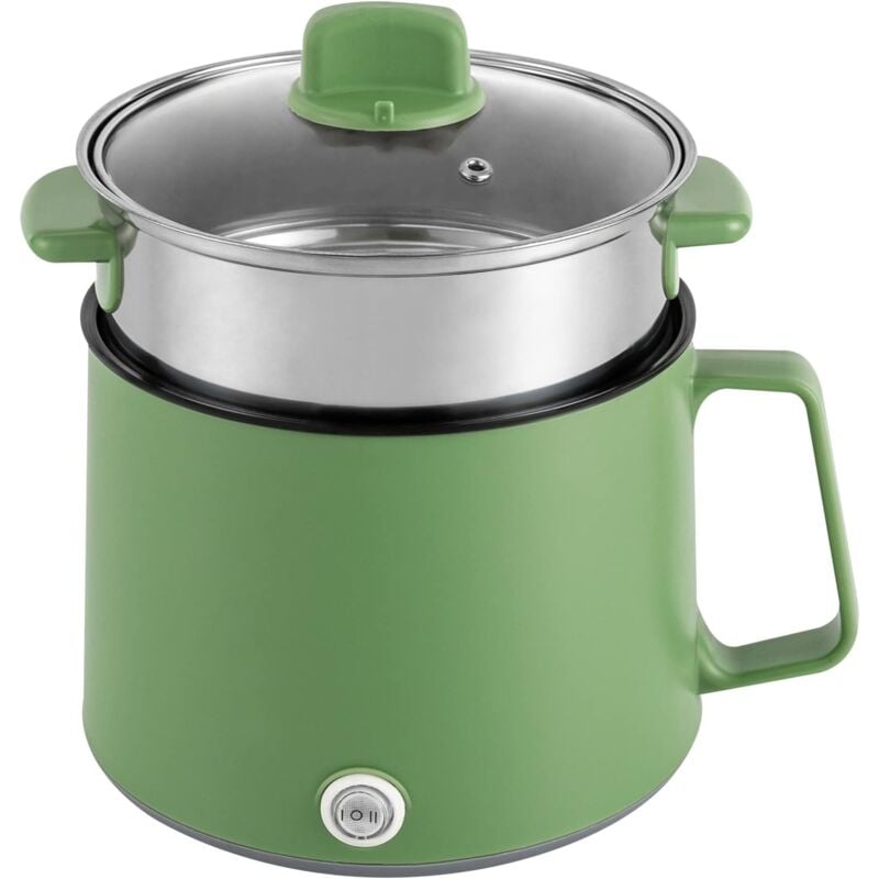 1.7L Elektrischer Hot Pot Topf, Multifunktions Elektro Kochtopf mit Dampfgarer Warmhaltefunktion Antihaft Hot Topf Kocher Reisekocher für Home Office