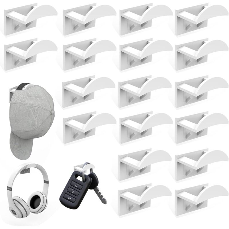 18 Stück cap halterung wand,cap halter,basecap halterung wand,cap aufhänger,cap holder,huthalter wand,weiß