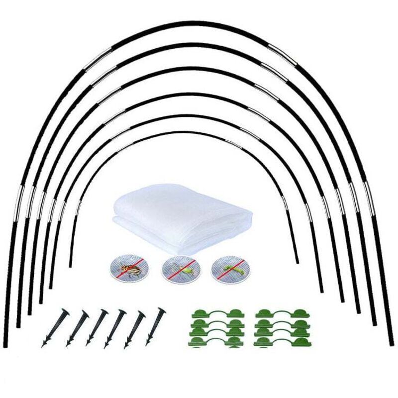 18-teiliges Netz-Gartenreifen-Set, Garten-Gewächshaus-Reifen, wachsende Tunnel-Reifen für Gewächshaus-Tunnel, Gartentunnel-Stützrahmen (2 x 6 m)