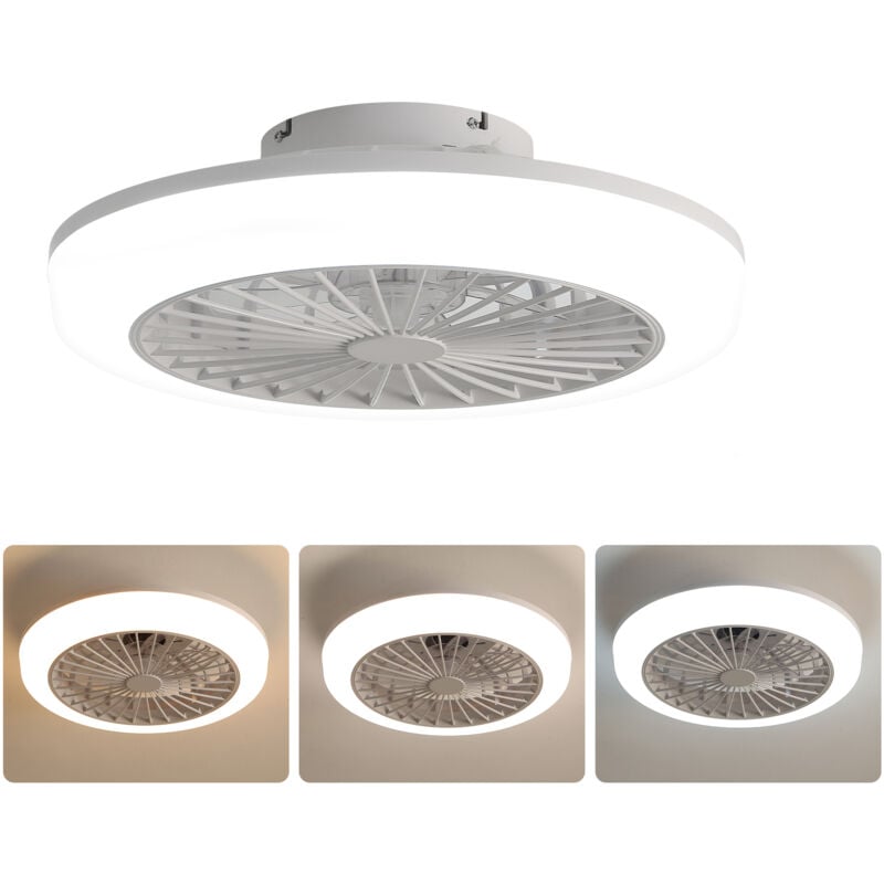 18 Zoll geschlossener Deckenventilator mit Licht und Fernbedienung, moderner, flacher, flügelloser Deckenventilator mit Unterputzmontage für