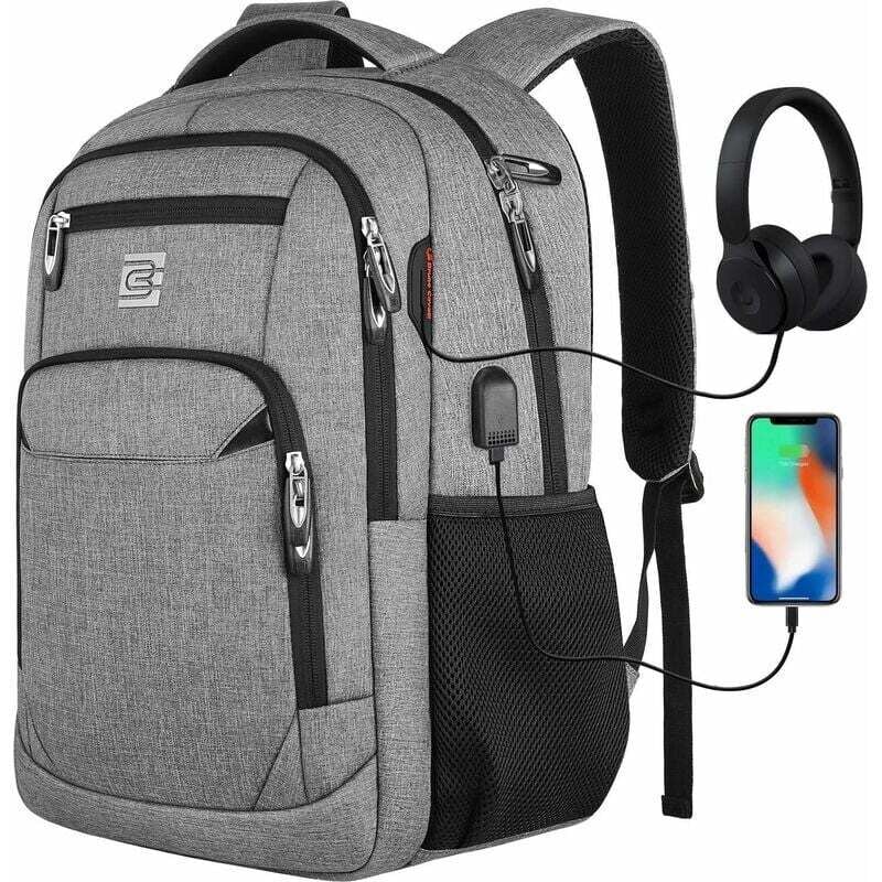 18-Zoll-Laptop-Rucksack mit USB-Ladeanschluss, wasserdichter Laptop-Rucksack und Rucksack mit großem Fassungsvermögen für Freizeit, Schule, Business