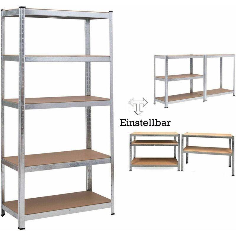 180x90x40cm Lagerregal Kellerregal Werkstattregal Schwerlastregal Einstellbar Regal bis 875 kg, Metall-Regal Regalsystem für Garage, Werkstatt,