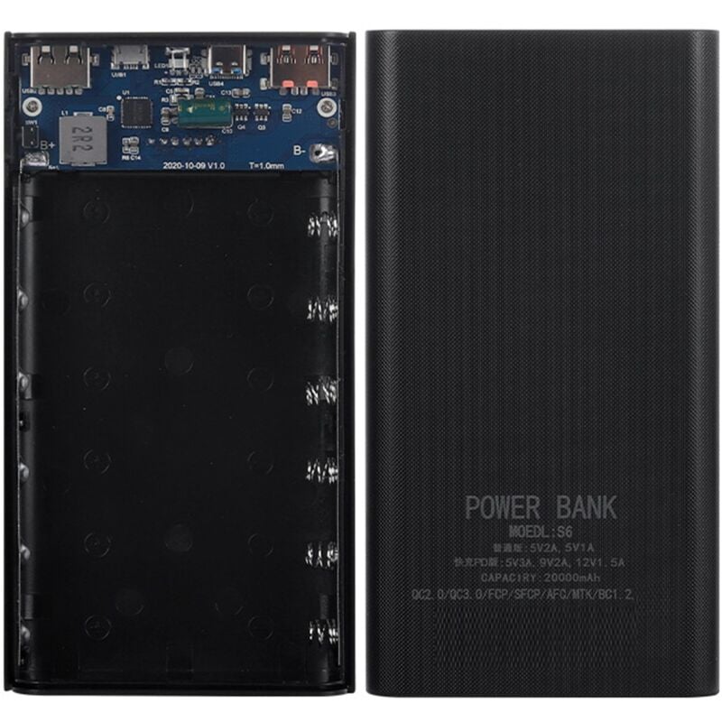 Tlily - 18650 Battery Power Bank Box 22,5 w Schnelllade-LCD-Display 20000 MAh Board für 6X18650 Powerbank Case(A)