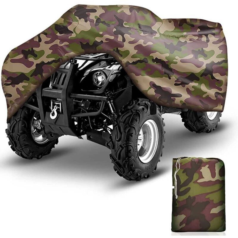 190T Outdoor-Abdeckung Plane Schutz für ATV Motorrad Quad Wasserdicht Anti-UV Camouflage 256×110×120CM, ATV Quad Abdeckung Schwere