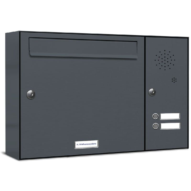 1er Briefkasten Anlage Aufputz - Wandmontage RAL 7016 Anthrazit 2 Klingel