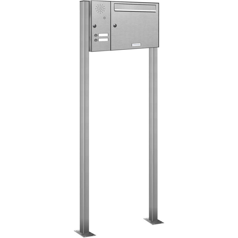 Al Briefkastensysteme - 1er Standbriefkasten Anlage 2 Klingel Sprechgitter V2A Edelstahl Post stehend