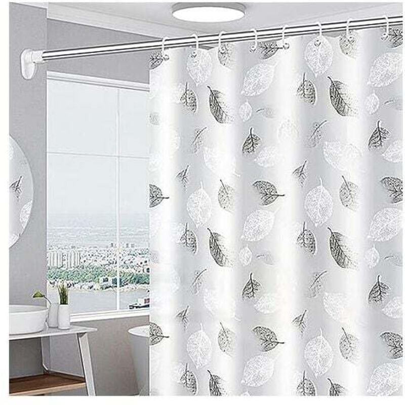 1pc Duschvorhang, Duschvorhang 180x200 cm, Anti-Schimmel Duschvorhang - Weißer Waschbarer Blättervorhang - mit 12 Vorhanghaken - für Zuhause, Hotel,