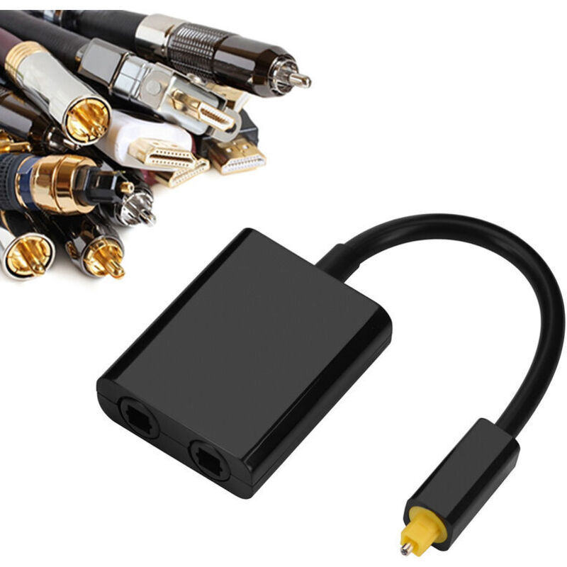 1x Toslink 1 auf 2 optischer Audio-Splitter, jitterarme synthetische Faser, robuste Metallstecker, für AV-Receiver und Fernseher