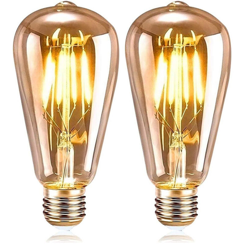 2 E27 LED-Lampen, Schraublampen, Retro-Lampen, Energiesparlampen, 2700 K, 40 W, warmweiß