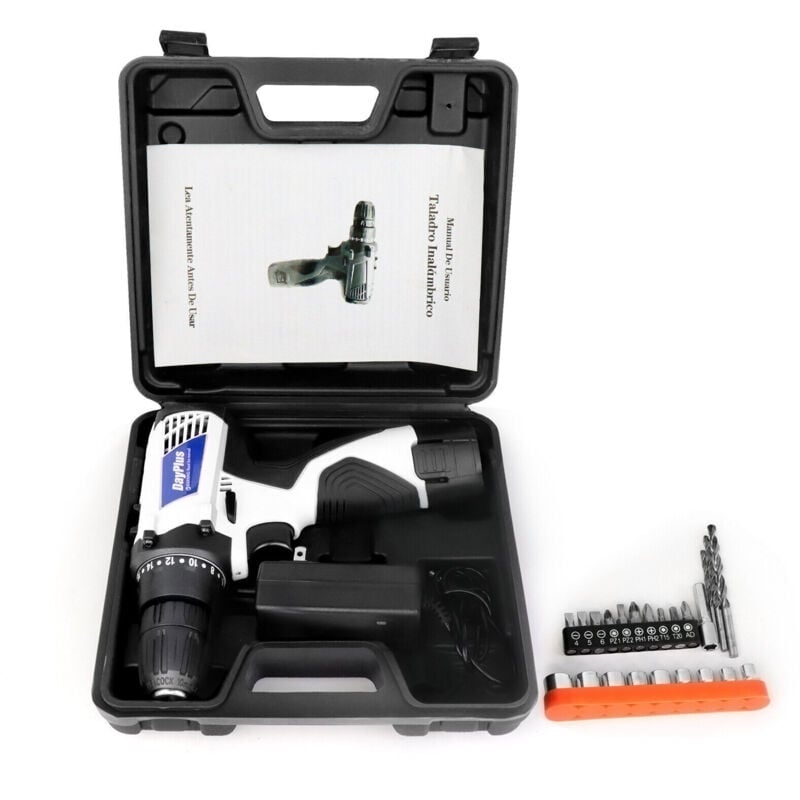 2 in 1 Akkuschrauber Set Schlagbohrschrauber Bohrmaschine mit 2X Akkus, Ladegerät